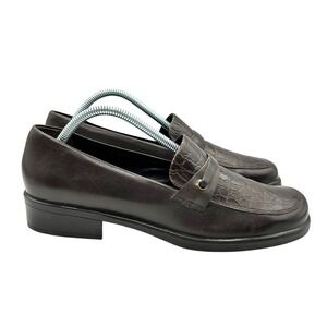 Naturalizer Dark Brown‎ Croc Embossed Leather Loafer Shoes Women Size 11 M